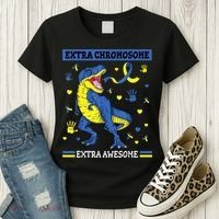 Down Syndrome Dinosaur T rex Extra Chromosome Extra Awesome Women's T-Shirt thumb 3