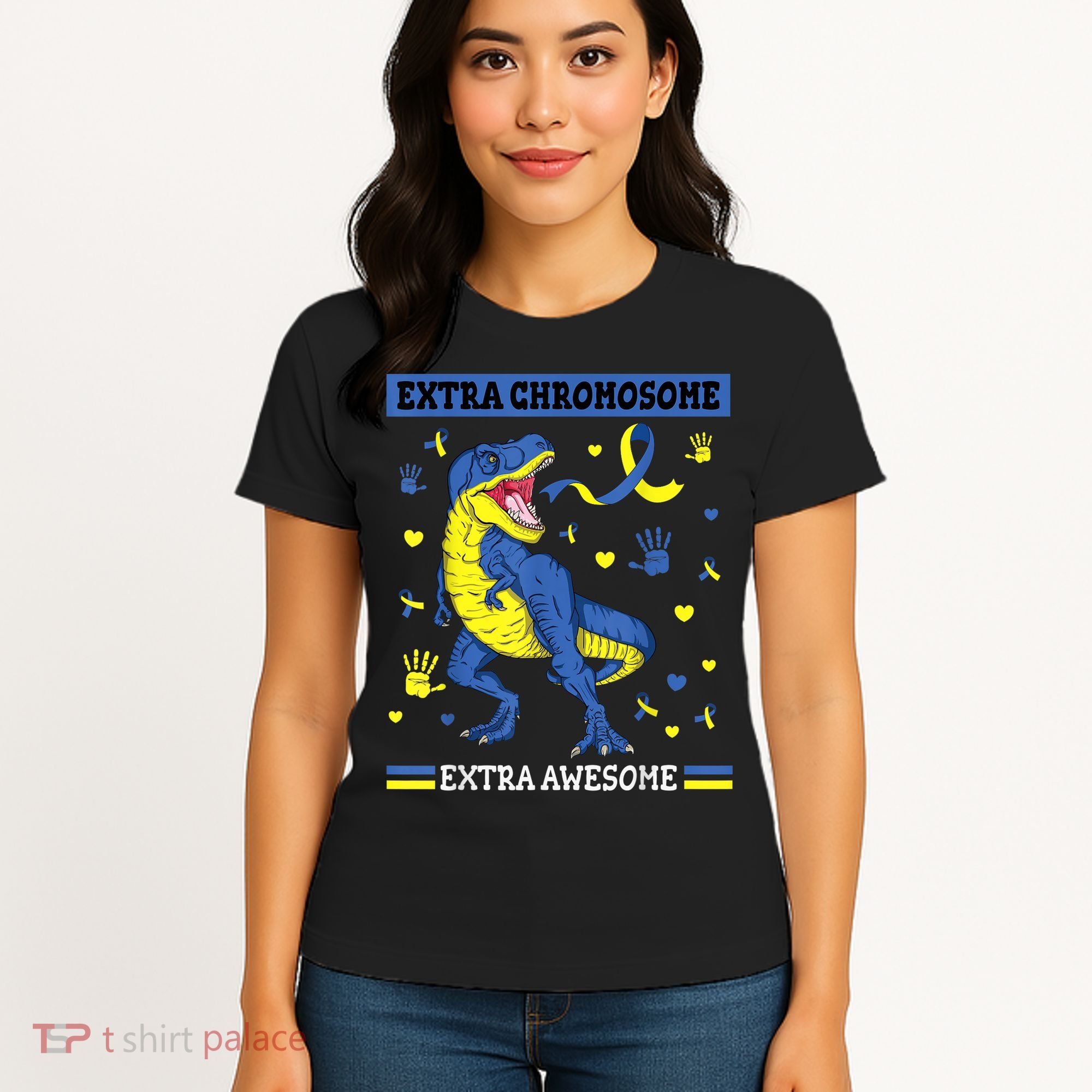 Down Syndrome Dinosaur T rex Extra Chromosome Extra Awesome Women's T-Shirt