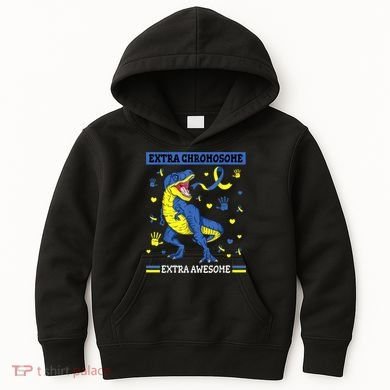 Down Syndrome Dinosaur T rex Extra Chromosome Extra Awesome Kids Hoodie