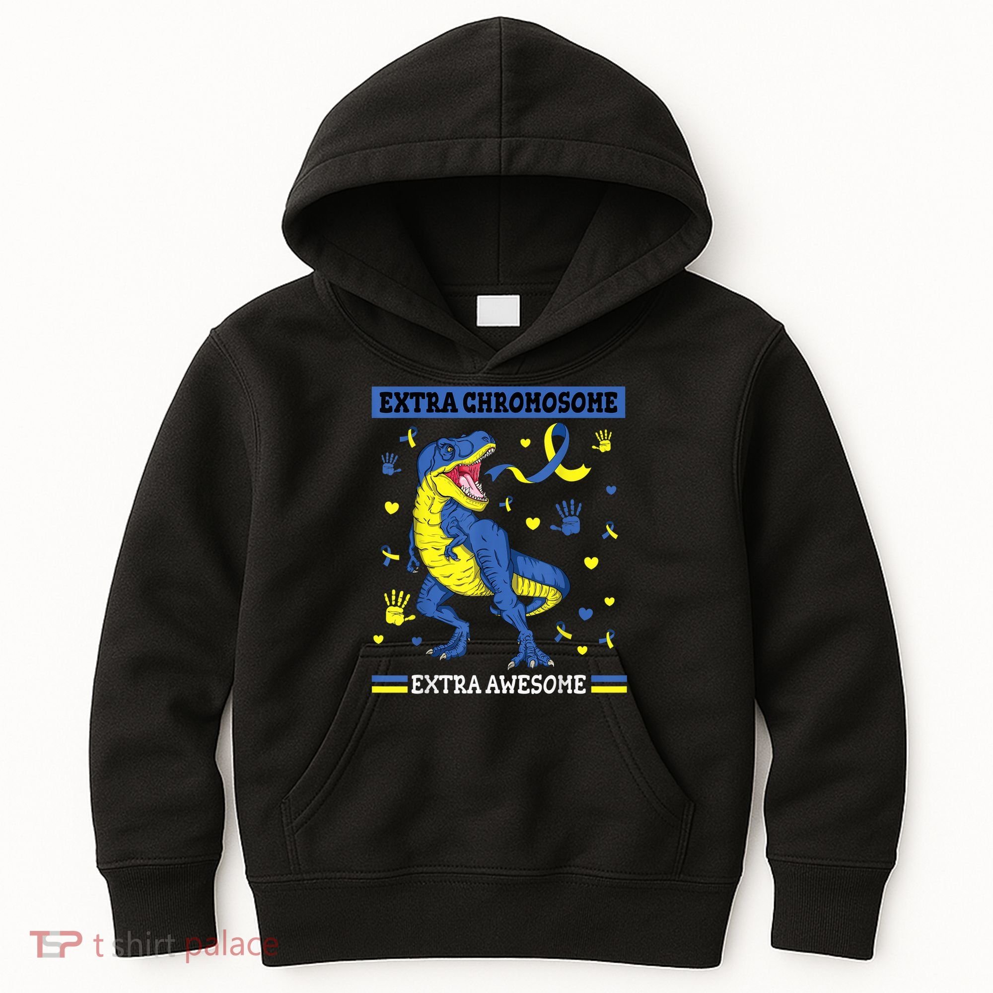 Down Syndrome Dinosaur T rex Extra Chromosome Extra Awesome Kids Hoodie