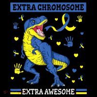 Down Syndrome Dinosaur T rex Extra Chromosome Extra Awesome Kids Long Sleeve Shirt thumb 2