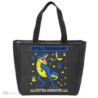 Down Syndrome Dinosaur T rex Extra Chromosome Extra Awesome Tote Bag