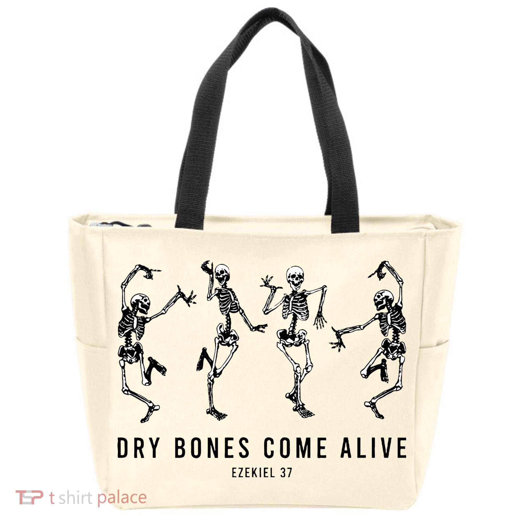 Dancing Skeleton Dry Bones Come Alive Christian Halloween Tote Bag