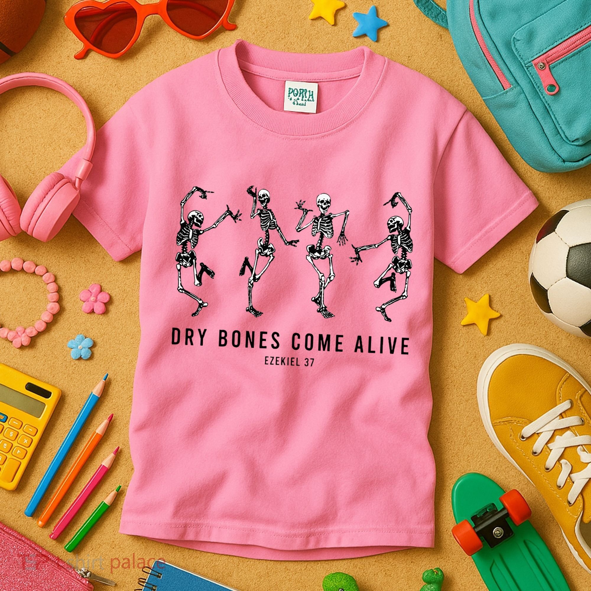 Dancing Skeleton Dry Bones Come Alive Christian Halloween Kids T-Shirt