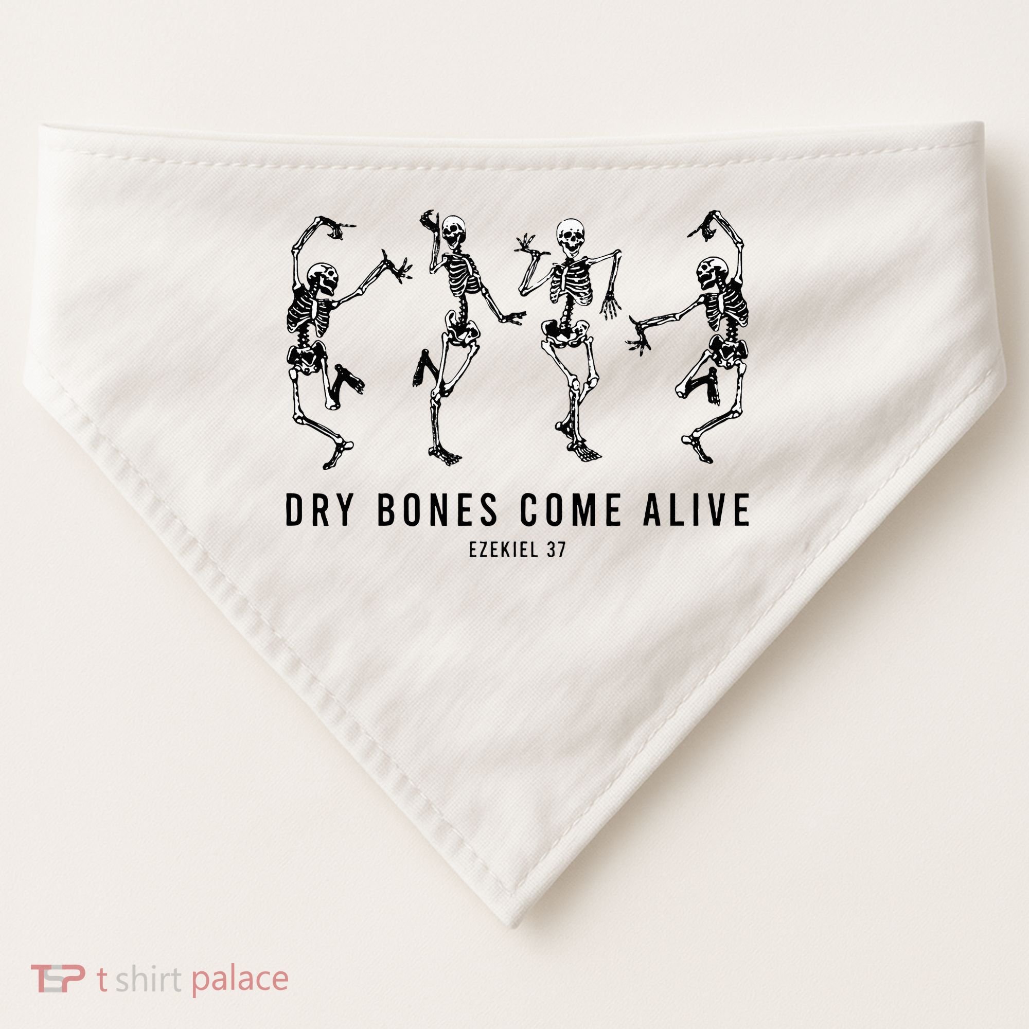 Dancing Skeleton Dry Bones Come Alive Christian Halloween USA-Made Doggie Bandana