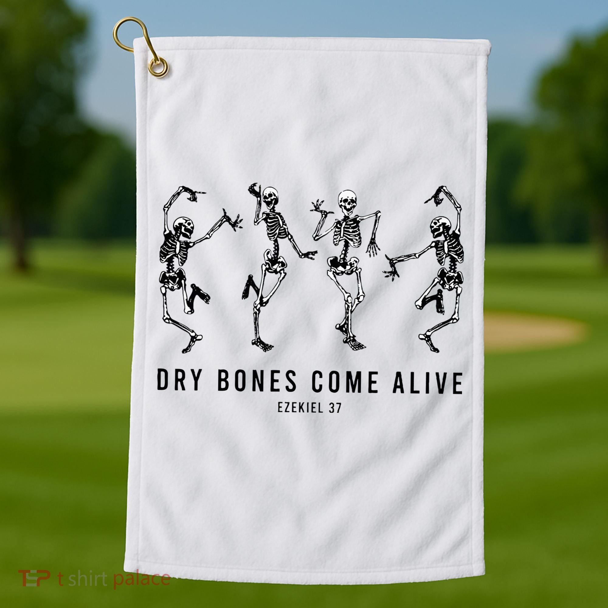 Dancing Skeleton Dry Bones Come Alive Christian Halloween Golf Towel