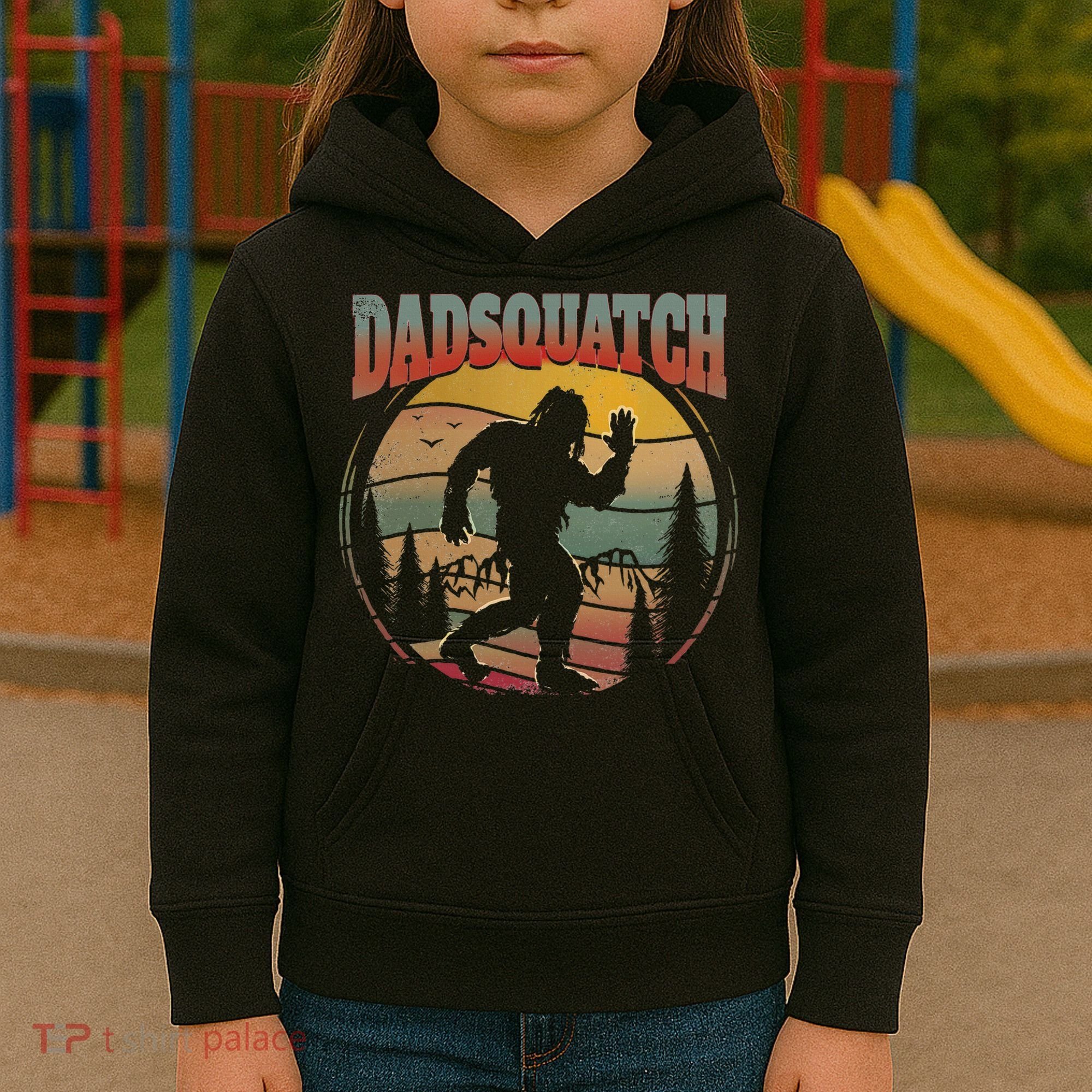Dad Sasquatch Dadsquatch Bigfoot Hiking Kids Hoodie