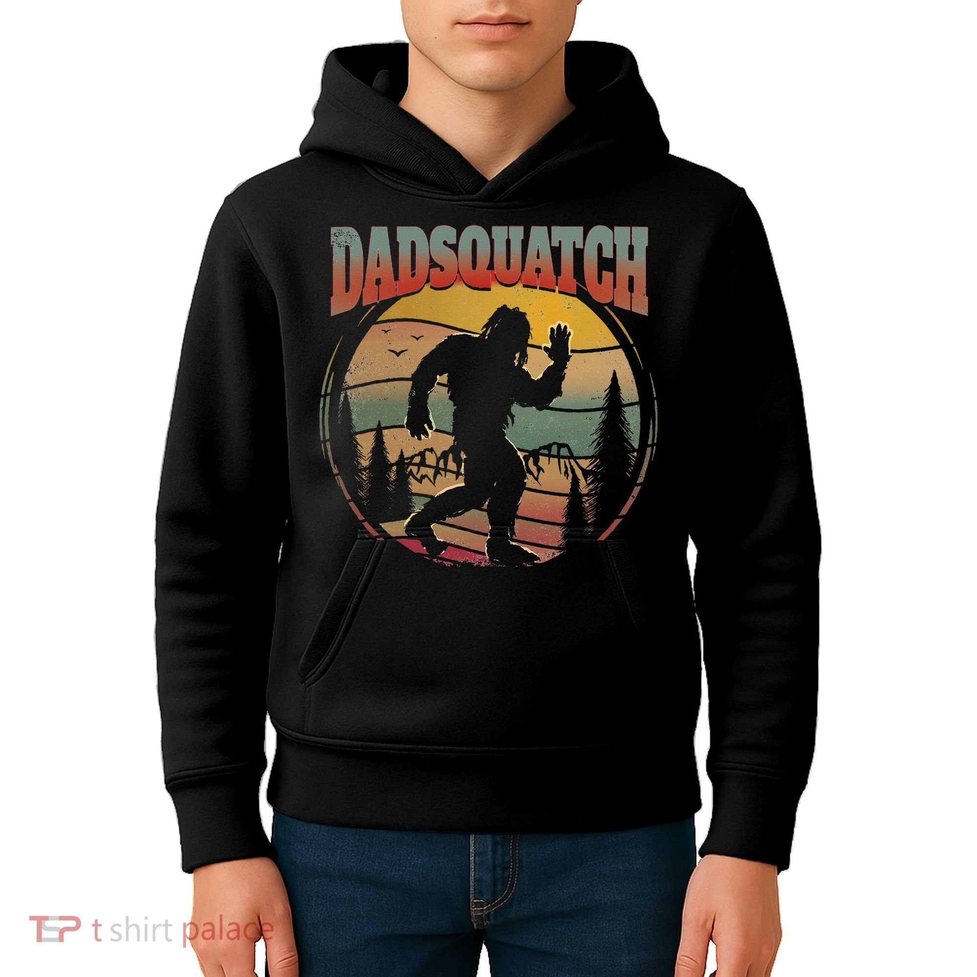 Dad Sasquatch Dadsquatch Bigfoot Hiking Kids Hoodie
