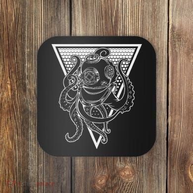 Deep Sea Diving Helmet Kraken Octopus Underwater Diver Gift Coaster