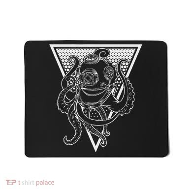 Deep Sea Diving Helmet Kraken Octopus Underwater Diver Gift Mousepad