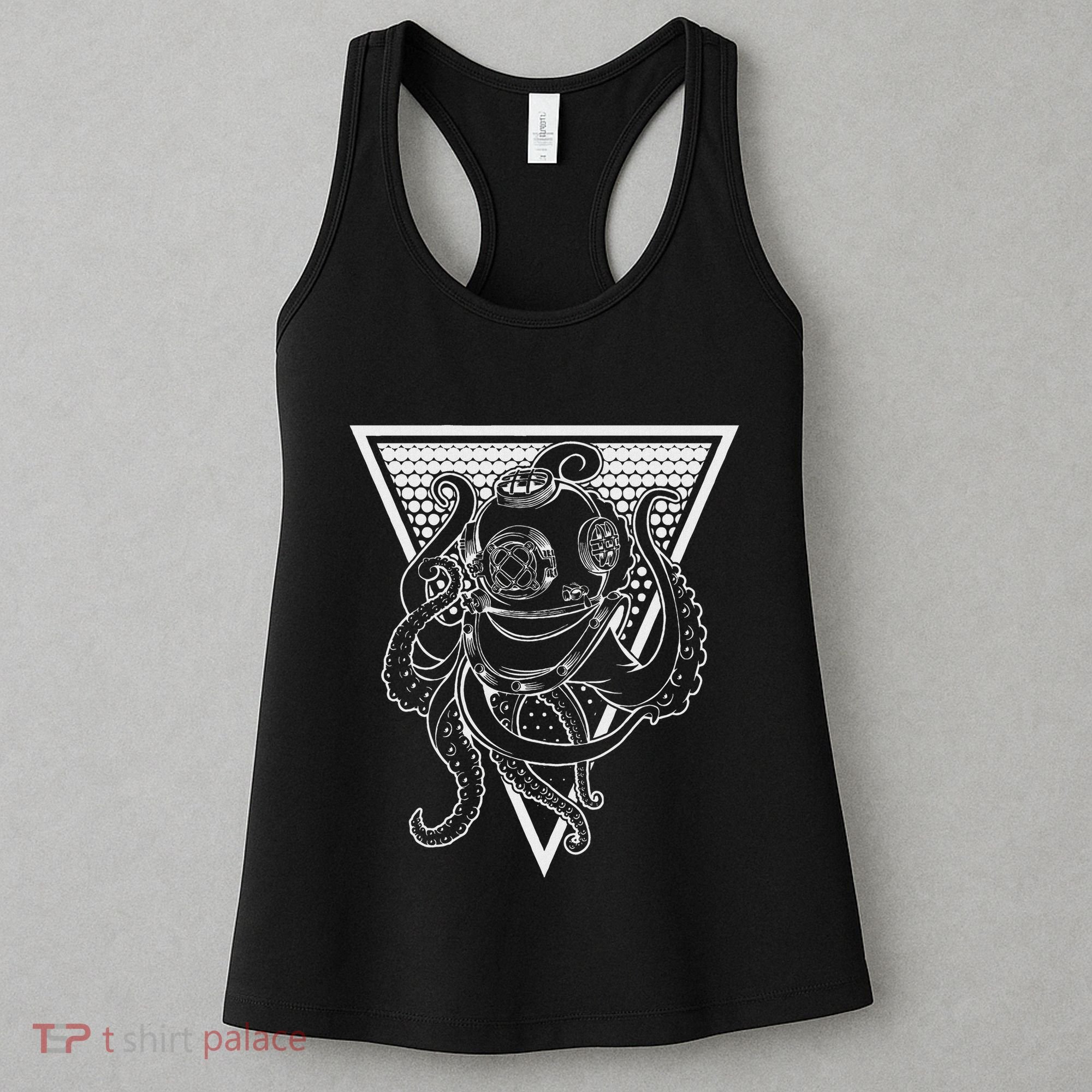 Deep Sea Diving Helmet Kraken Octopus Underwater Diver Gift Women's Tank Top