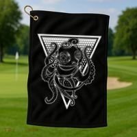 Deep Sea Diving Helmet Kraken Octopus Underwater Diver Gift Golf Towel thumb 1