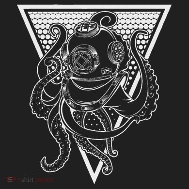 Deep Sea Diving Helmet Kraken Octopus Underwater Diver Gift Golf Towel