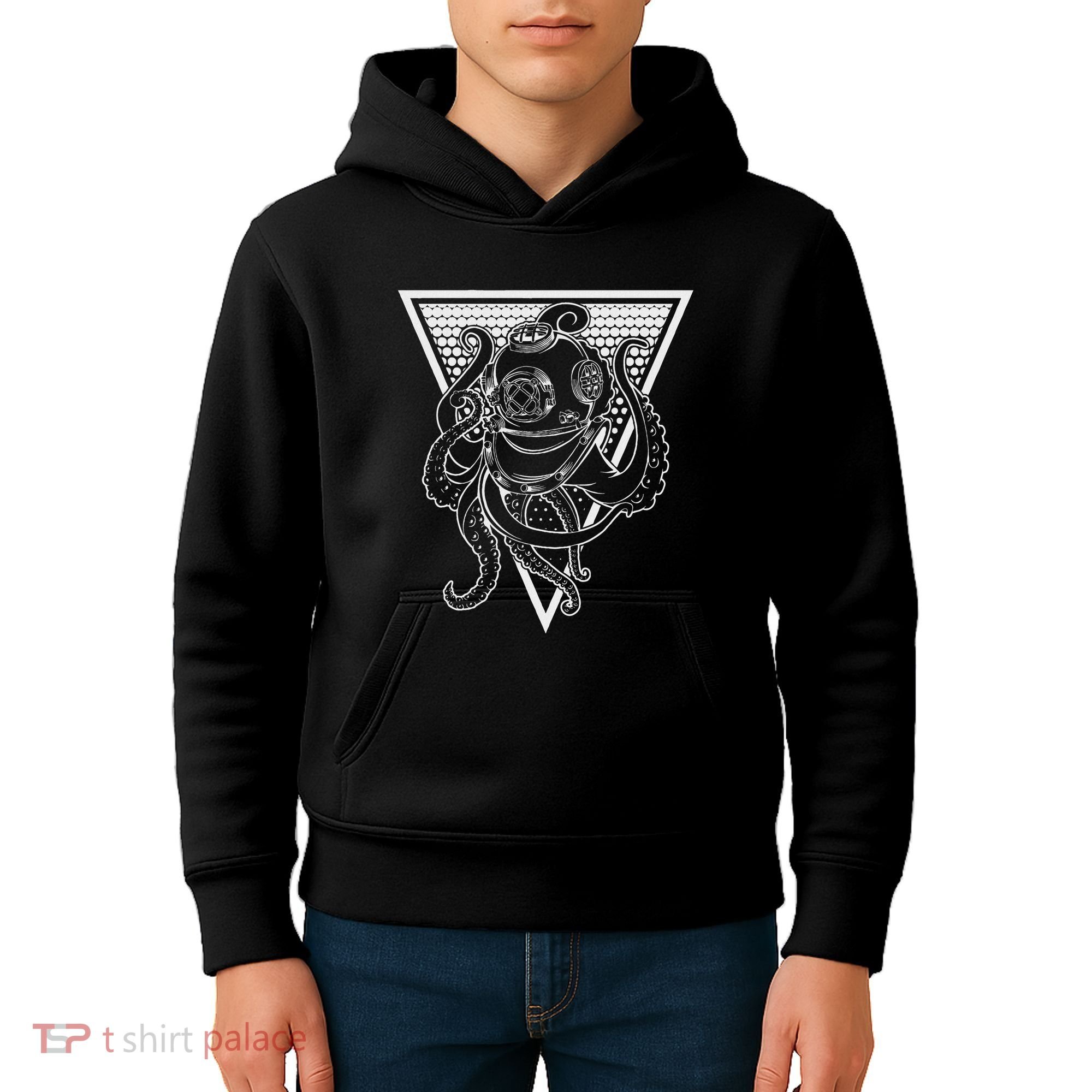 Deep Sea Diving Helmet Kraken Octopus Underwater Diver Gift Kids Hoodie