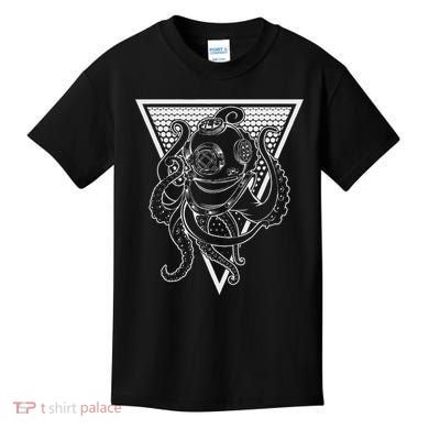 Deep Sea Diving Helmet Kraken Octopus Underwater Diver Gift Kids T-Shirt