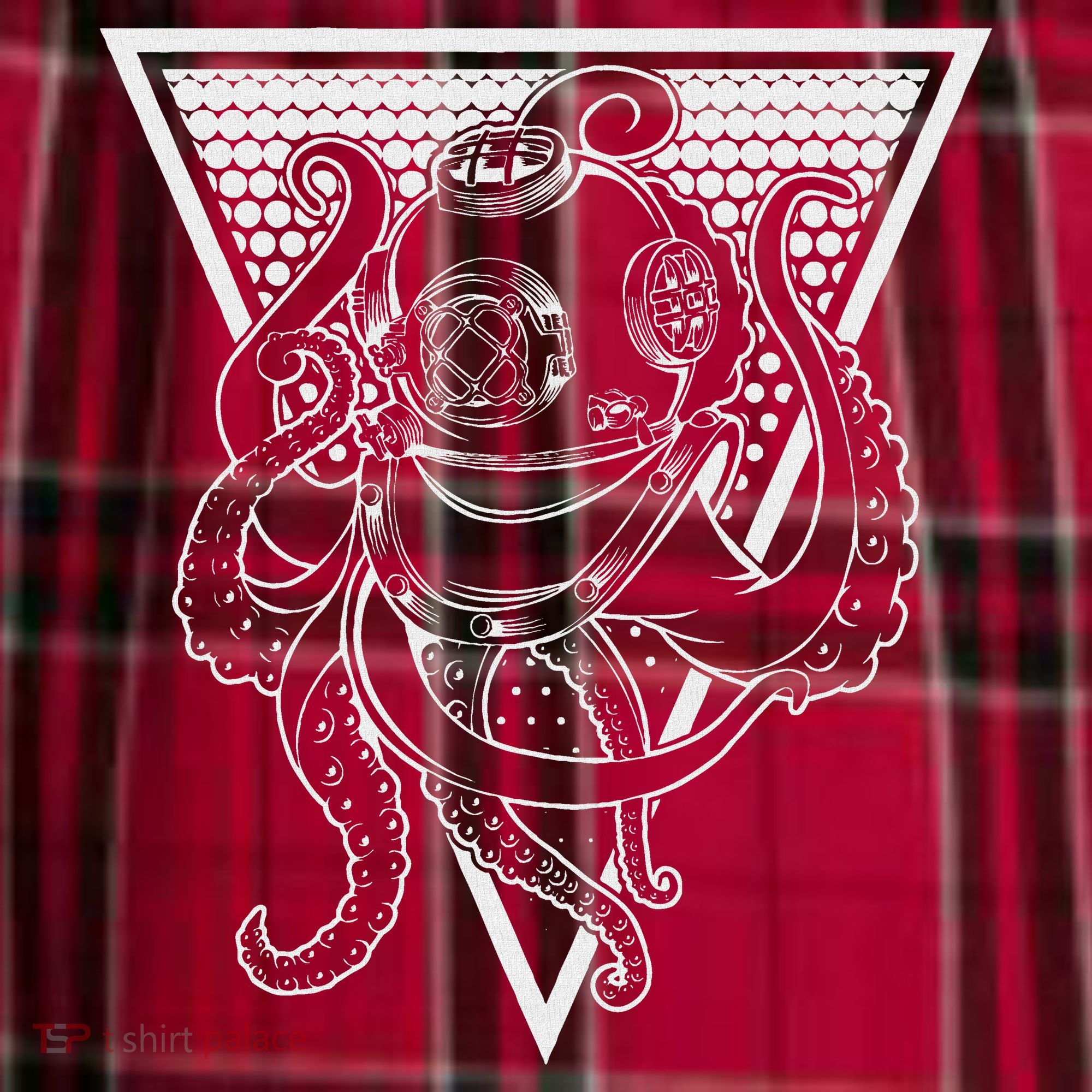 Deep Sea Diving Helmet Kraken Octopus Underwater Diver Gift Men's Flannel Plaid Pajama Pants
