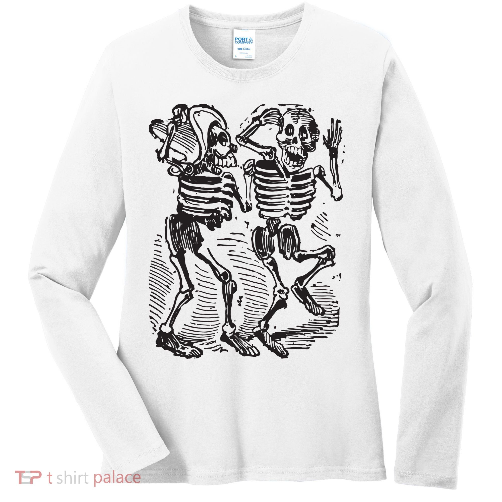 Dancing Skeletons Day Of Dead Dia De Los Muertos Women's Long Sleeve Shirt