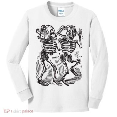 Dancing Skeletons Day Of Dead Dia De Los Muertos Kids Long Sleeve Shirt