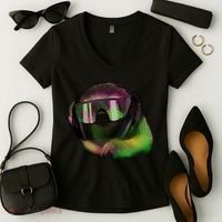 DJ Sloth Women's V-Neck T-Shirt thumb 2
