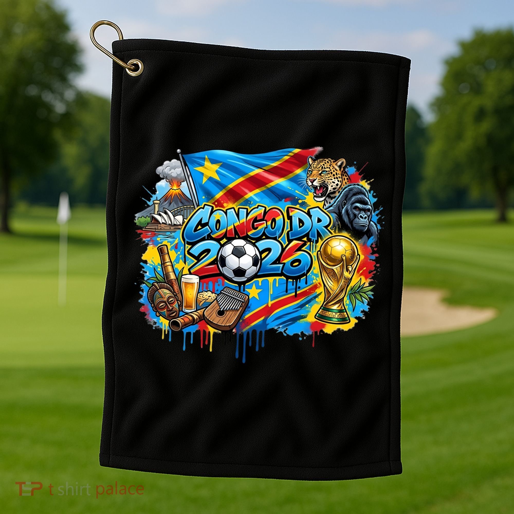 DRC Soccer Democratic Republic Of The Congo Golf Towel