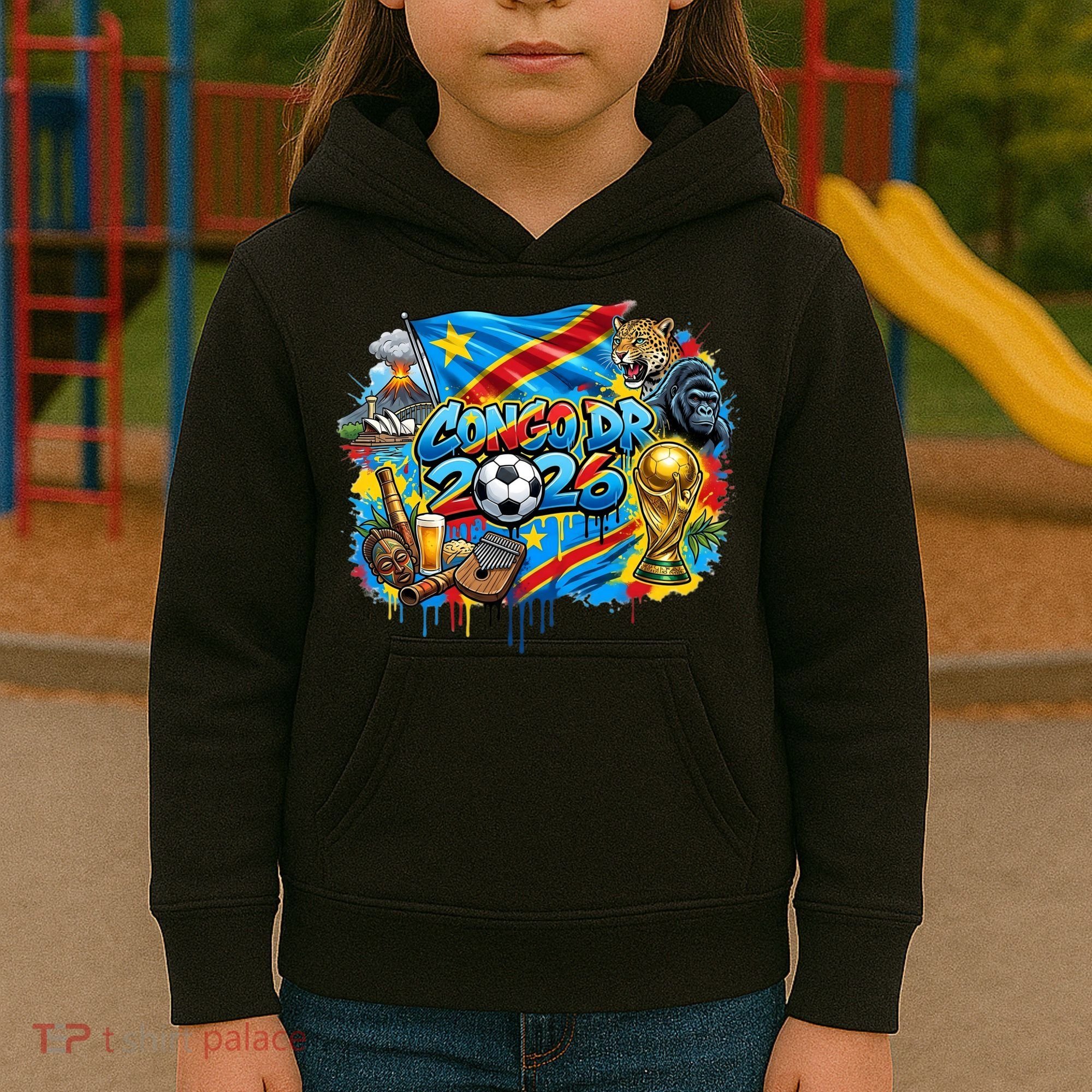 DRC Soccer Democratic Republic Of The Congo Kids Hoodie