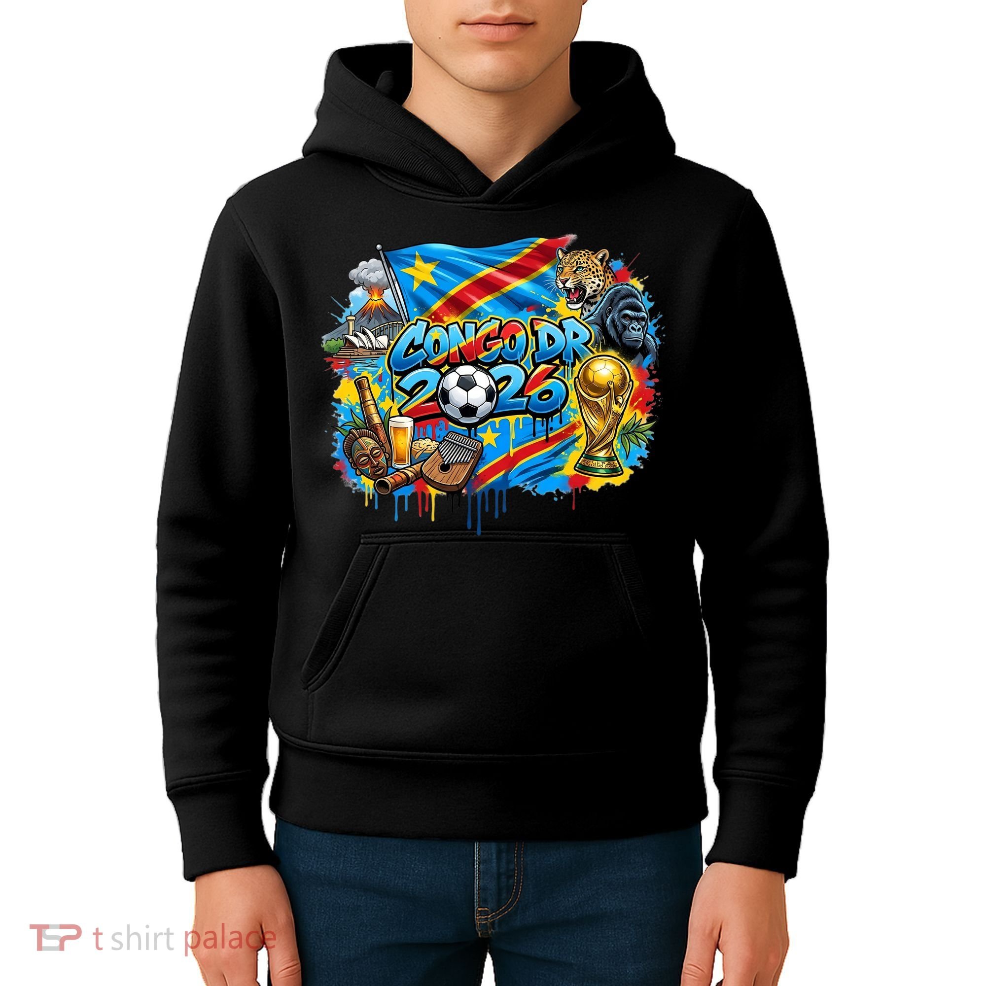 DRC Soccer Democratic Republic Of The Congo Kids Hoodie