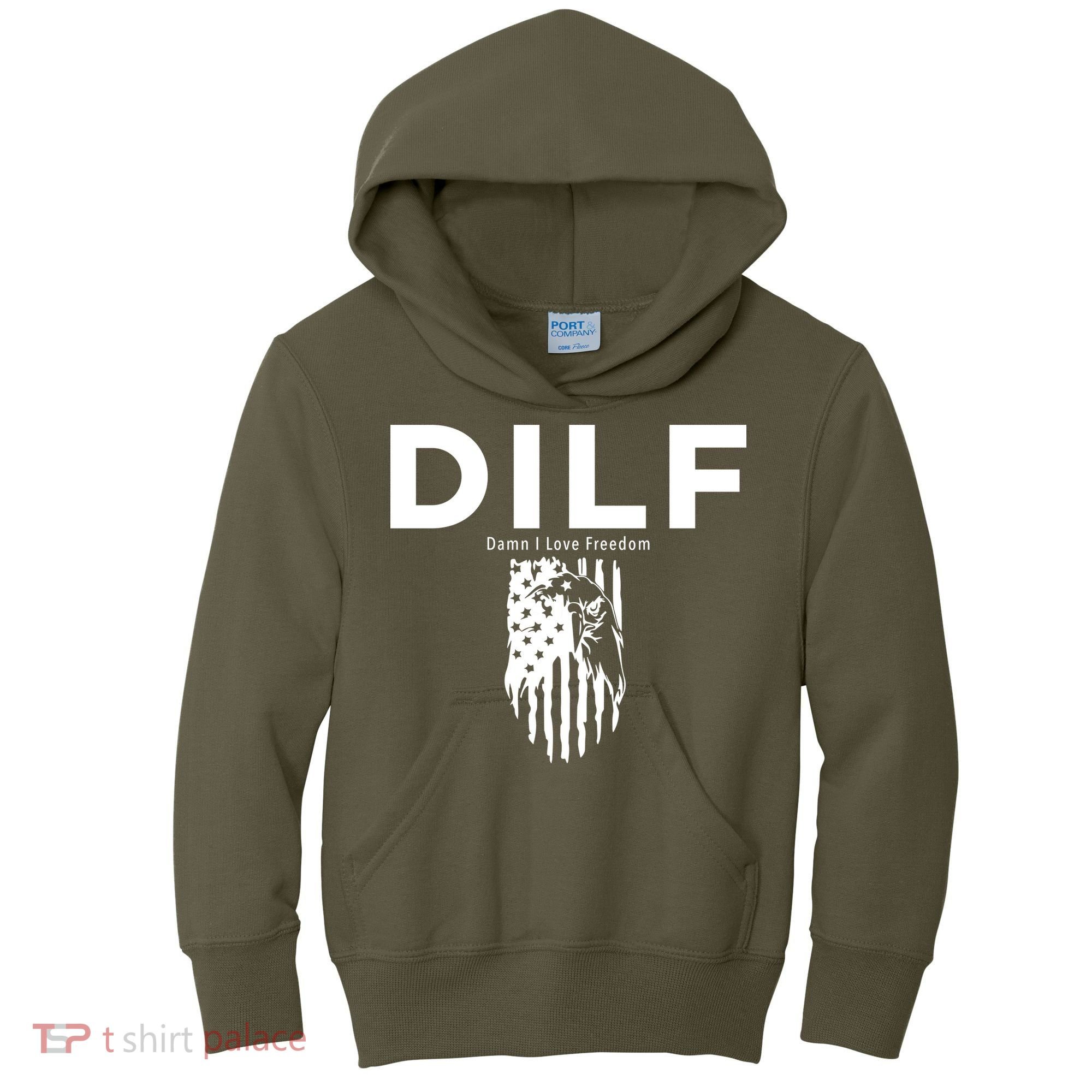 DILF SHIRT (DAMN I LOVE FREEDOM) DAD SHIRT Kids Hoodie