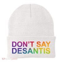Dont Say Desantis Florida LGBTQ Rainbow Beanie thumb 0