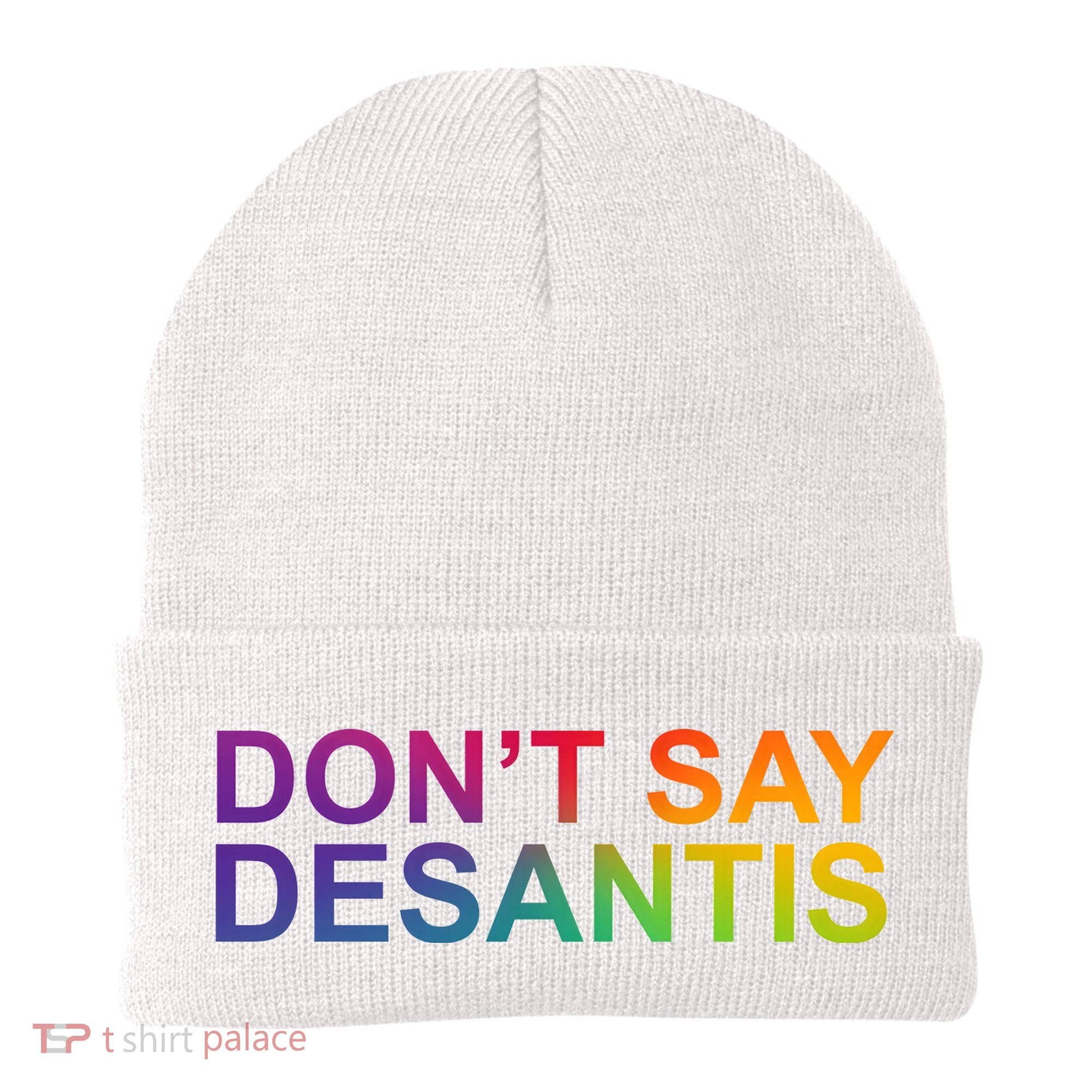 Dont Say Desantis Florida LGBTQ Rainbow Beanie