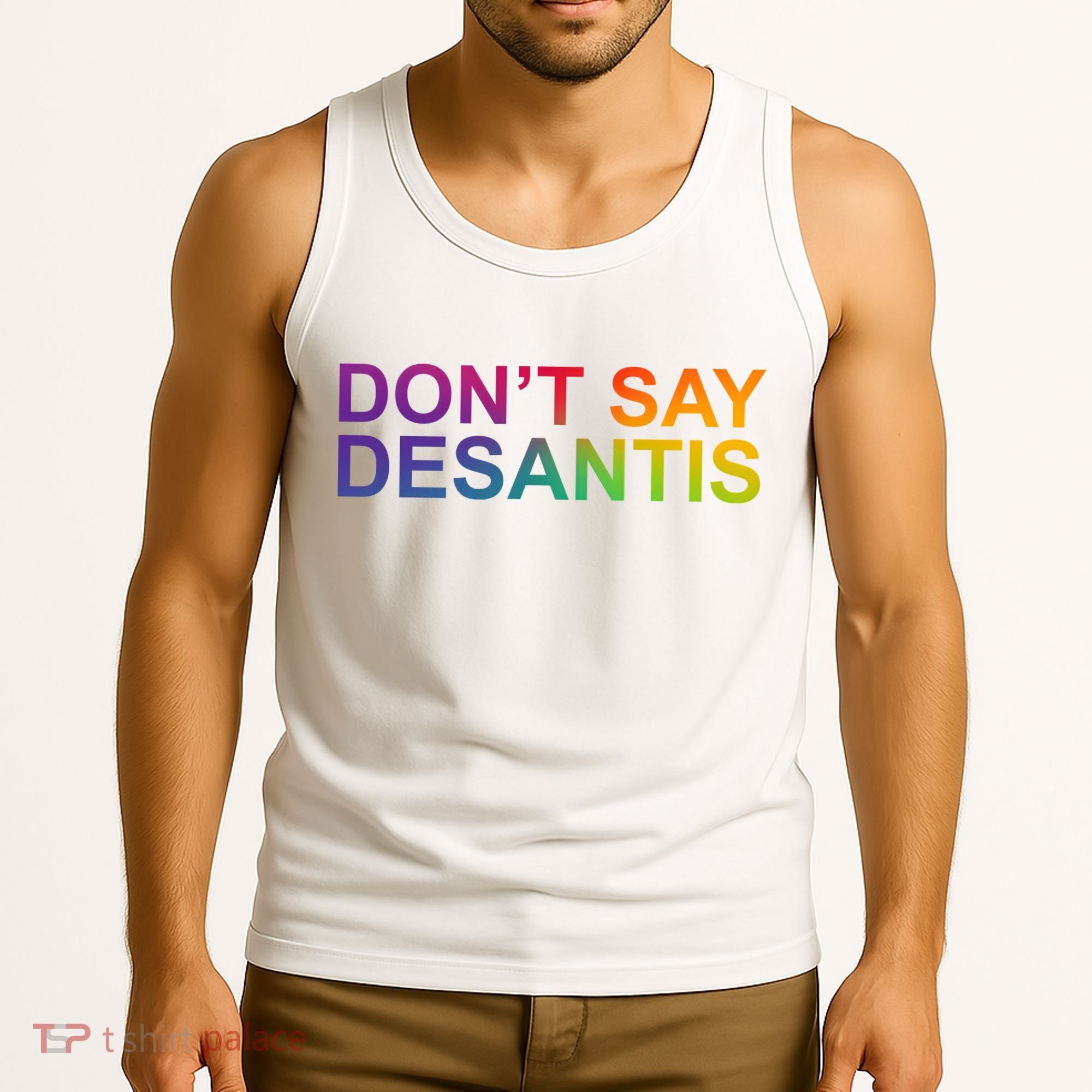 Dont Say Desantis Florida LGBTQ Rainbow Tank Top
