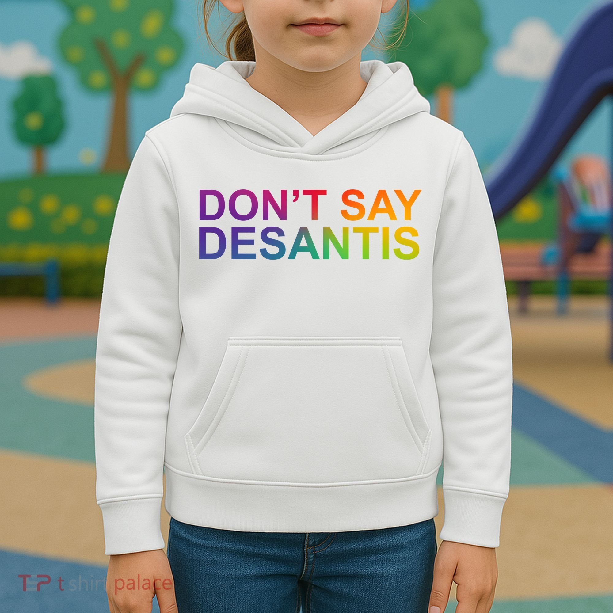 Dont Say Desantis Florida LGBTQ Rainbow Kids Hoodie