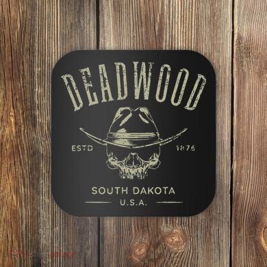 D.E.A.D.W.O.O.D. South Dakota Usa Distressed Design Souvenir Coaster