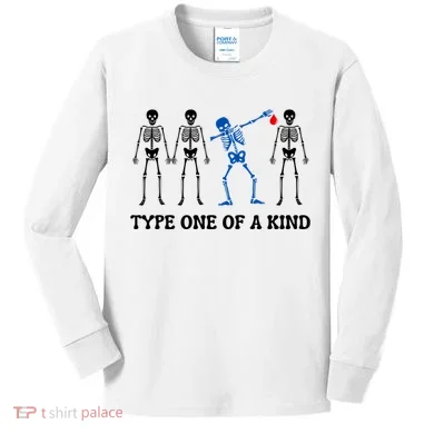 Dancing Skeleton Diabetes Kids Long Sleeve Shirt