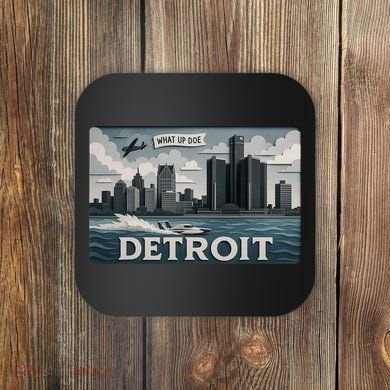 Detroit Skyline Design With 'What Up Doe’  Coaster