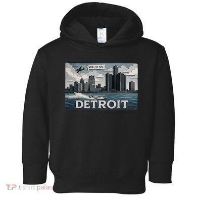 Detroit Skyline Design With 'What Up Doe’  Toddler Hoodie