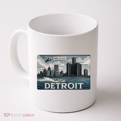 Detroit Skyline Design With 'What Up Doe’  Coffee Mug