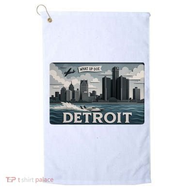 Detroit Skyline Design With 'What Up Doe’  Golf Towel