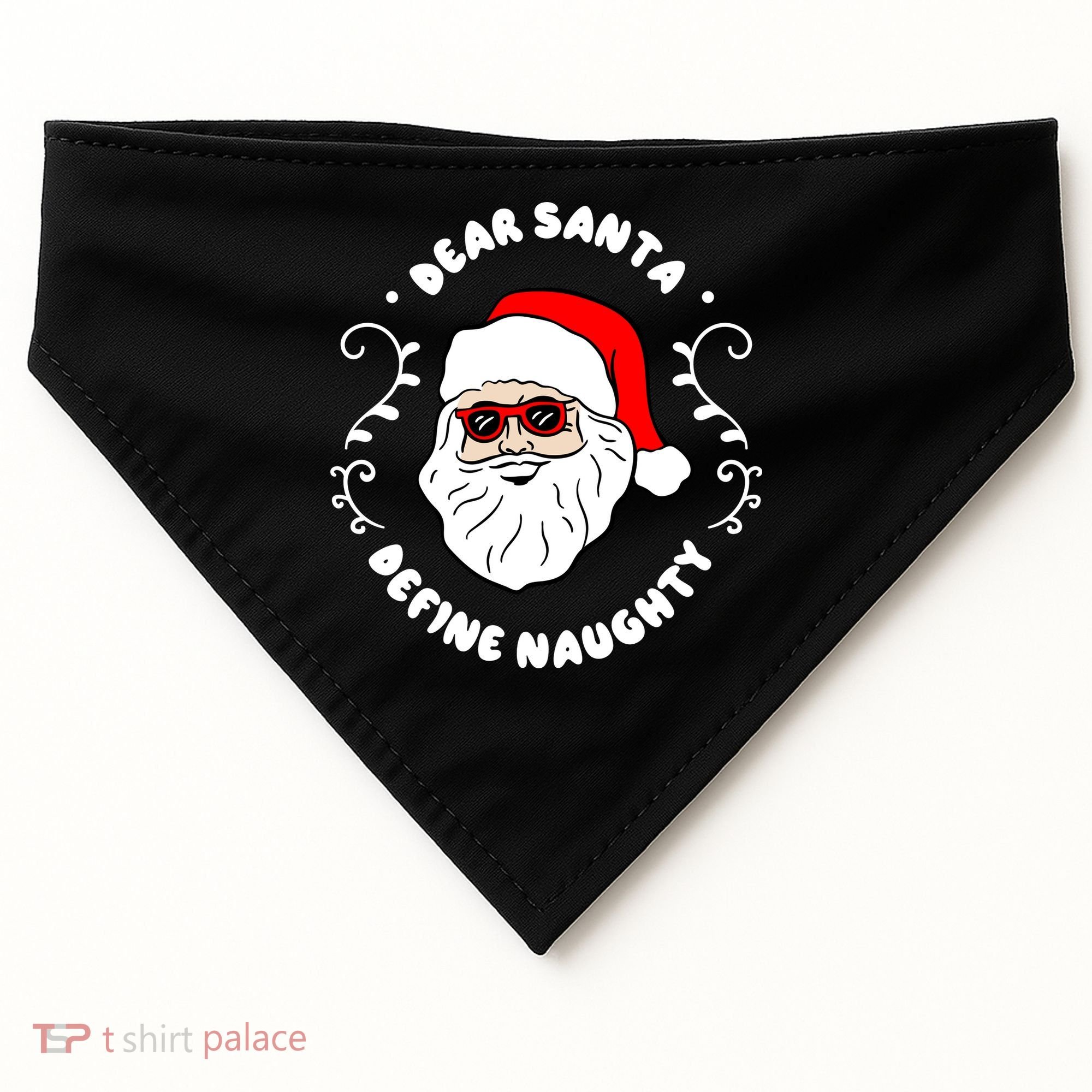 Dear Santa Define Naughty Funny St Nick Claus Christmas USA-Made Doggie Bandana