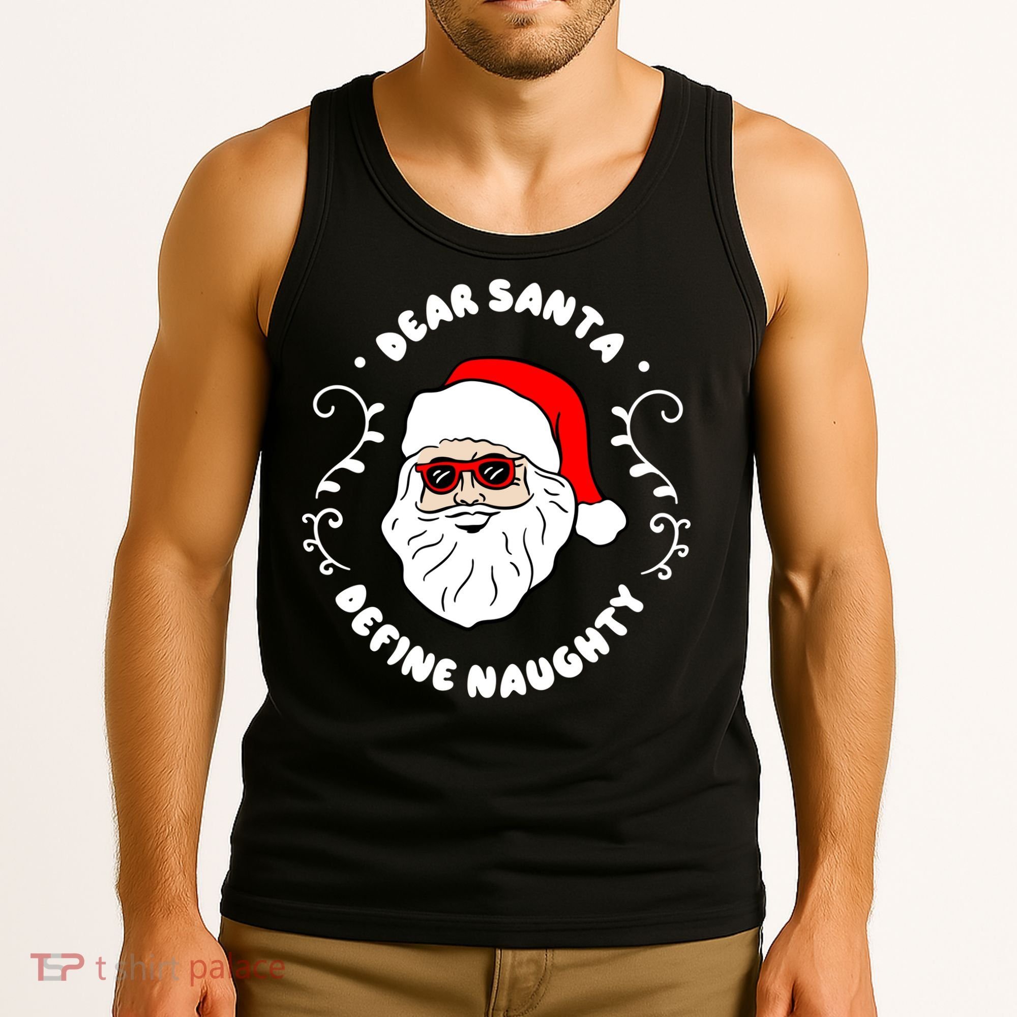 Dear Santa Define Naughty Funny St Nick Claus Christmas Tank Top