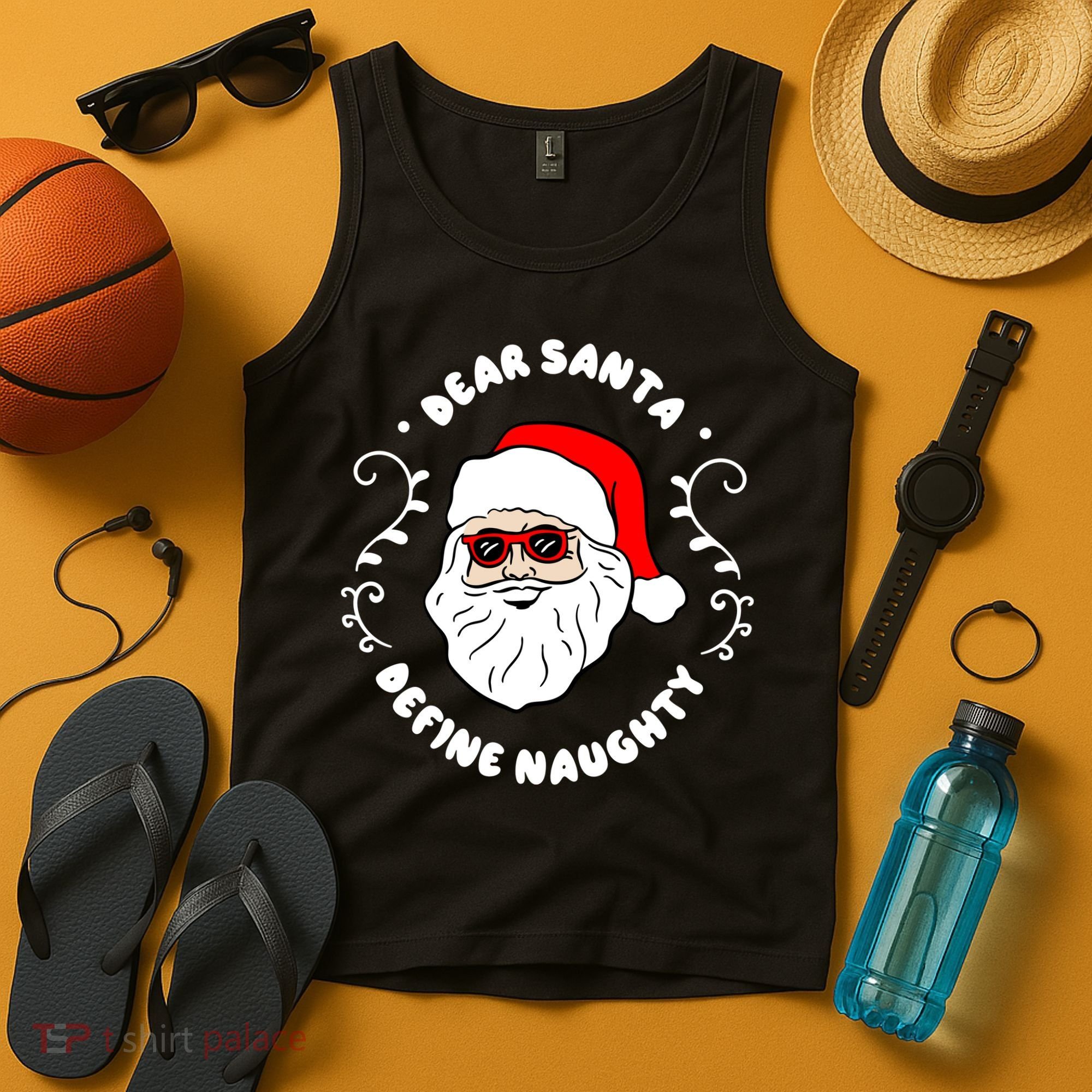 Dear Santa Define Naughty Funny St Nick Claus Christmas Tank Top