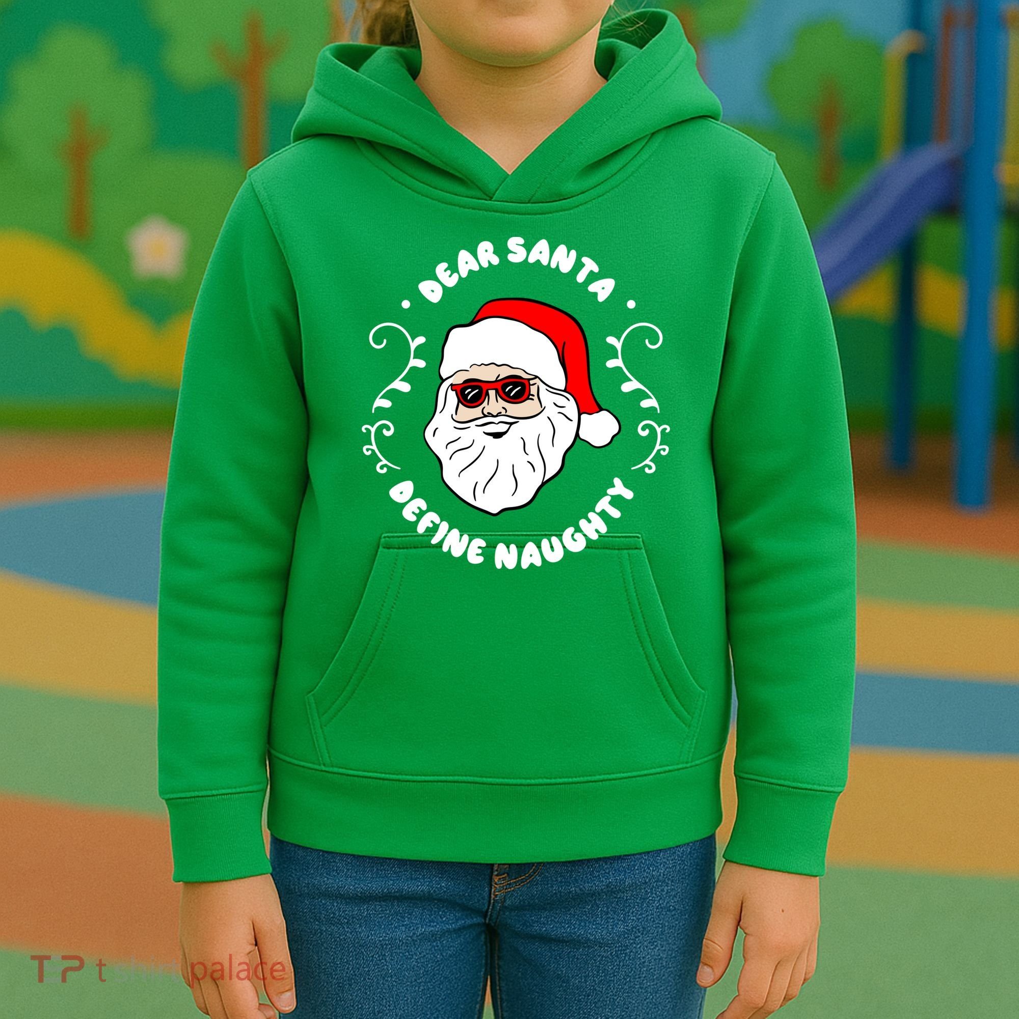 Dear Santa Define Naughty Funny St Nick Claus Christmas Kids Hoodie