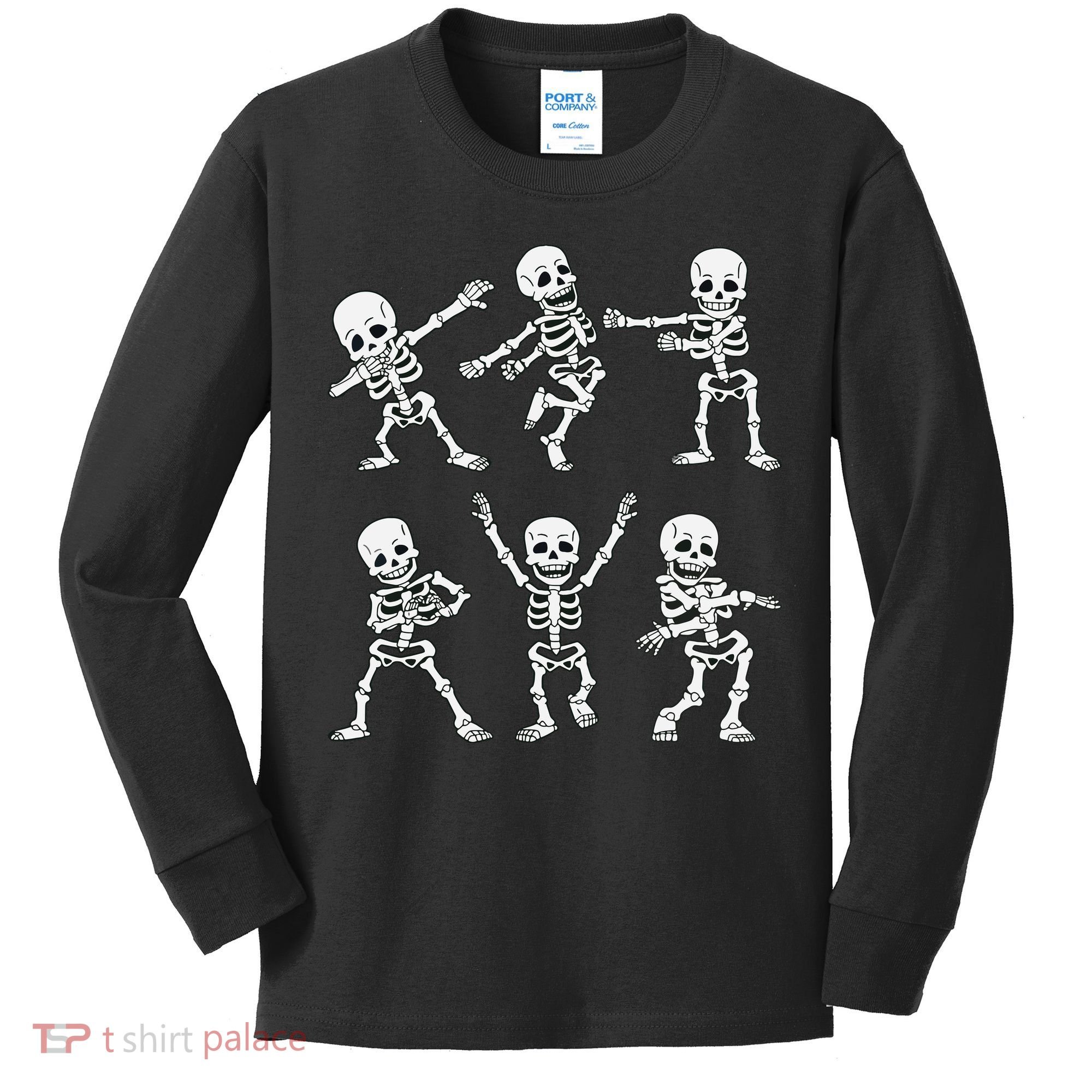 Dancing Skeletons Dance Challenge Boy Girl Kids Halloween Kids Long Sleeve Shirt