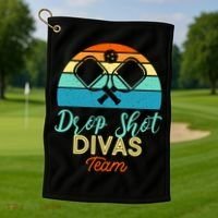 Drop Shot Divas Funny Pickleball Team Cool Gift Golf Towel thumb 1