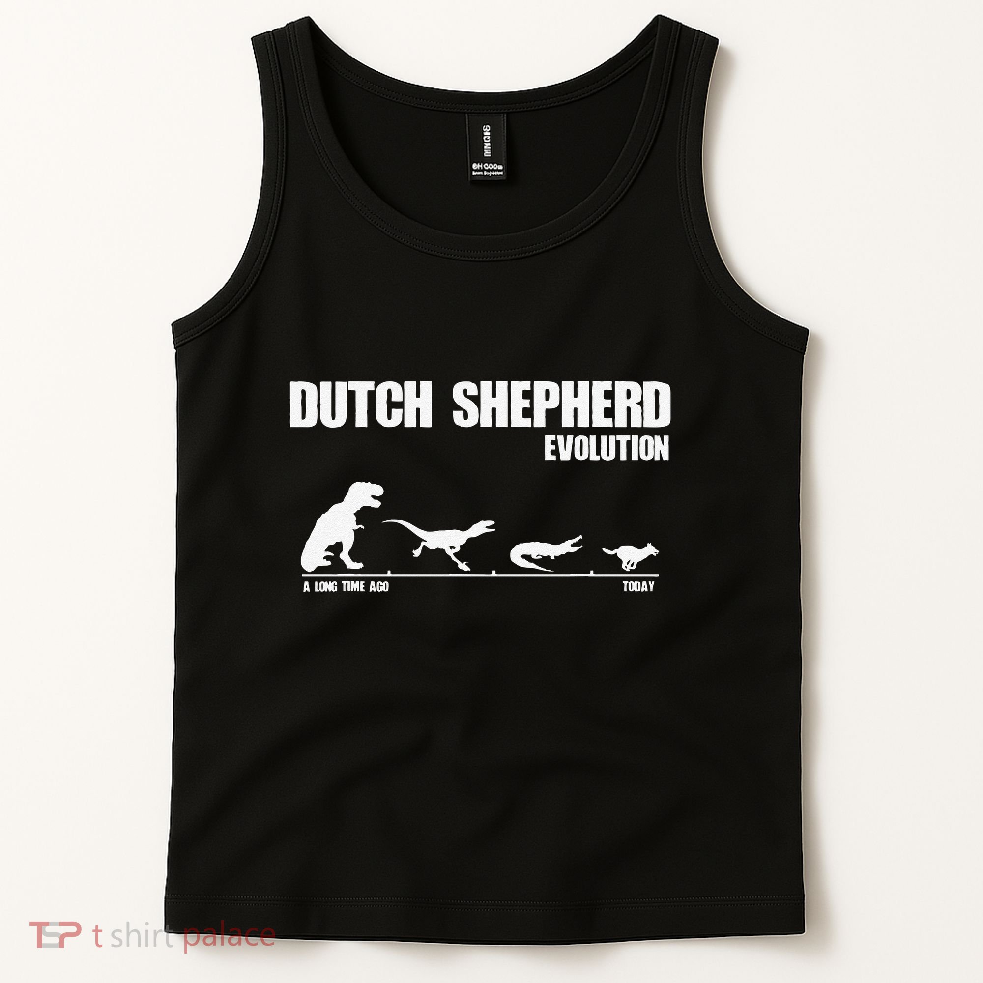 Dutch Shepherd Evolution Funny Dinosaur Dutchie K9 Dog Tank Top