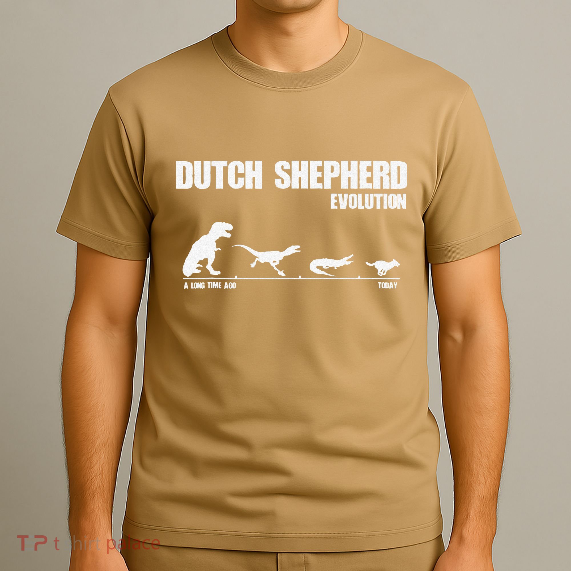 Dutch Shepherd Evolution Funny Dinosaur Dutchie K9 Dog T-Shirt