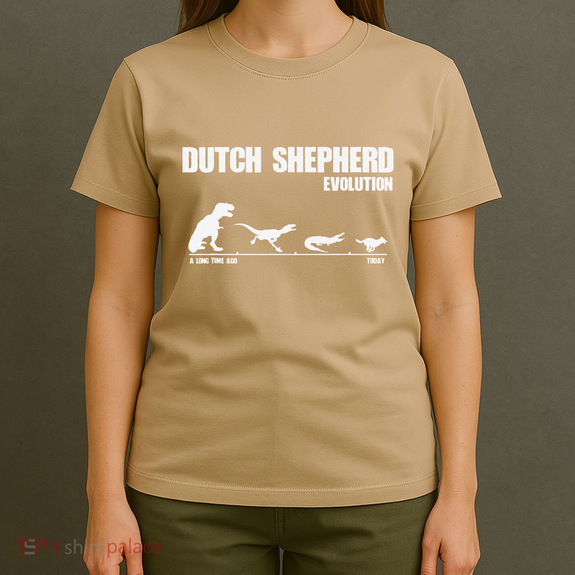 Dutch Shepherd Evolution Funny Dinosaur Dutchie K9 Dog T-Shirt