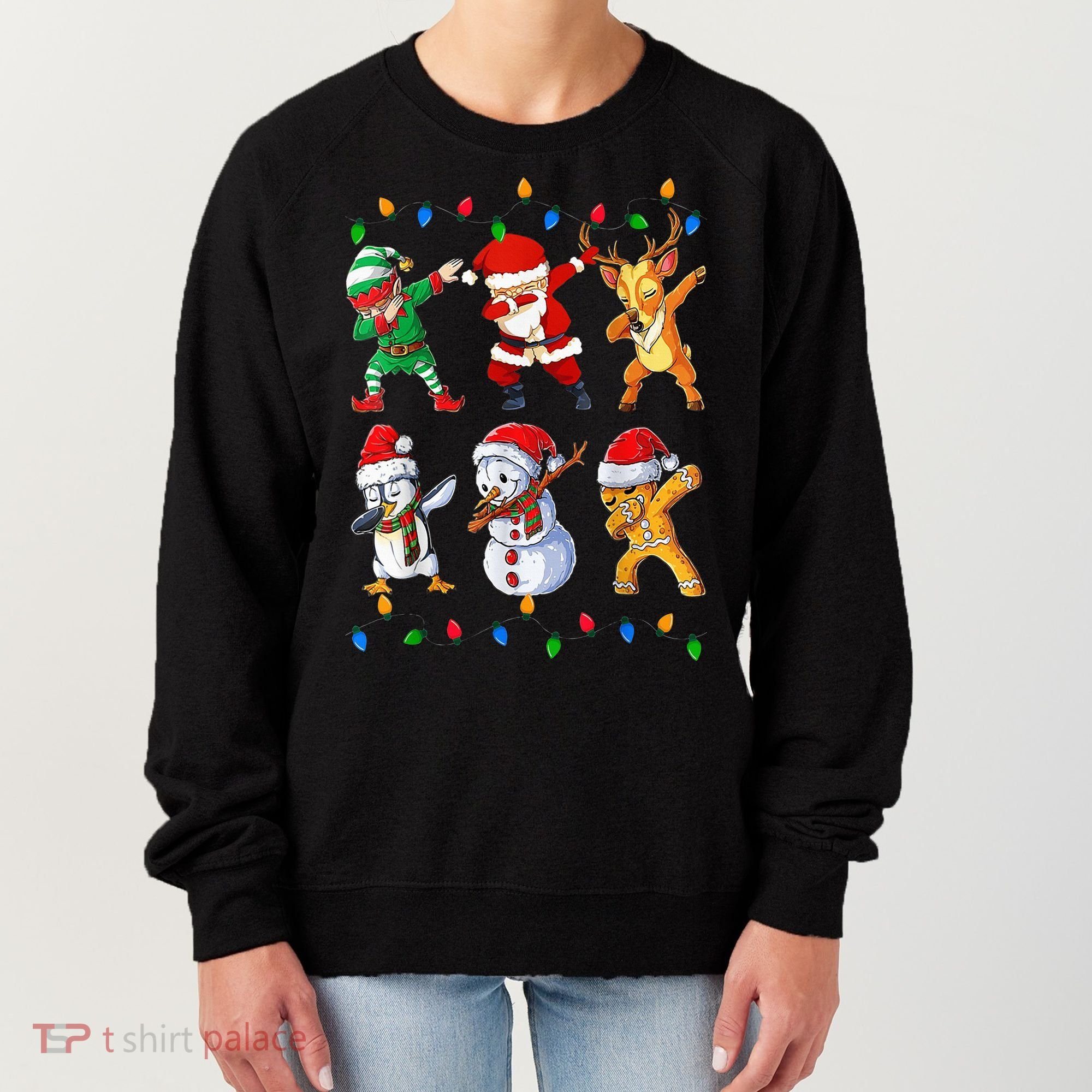 Dabbing Santa Elf Friends Christmas Funny Xmas Dab Women's Sweatshirt