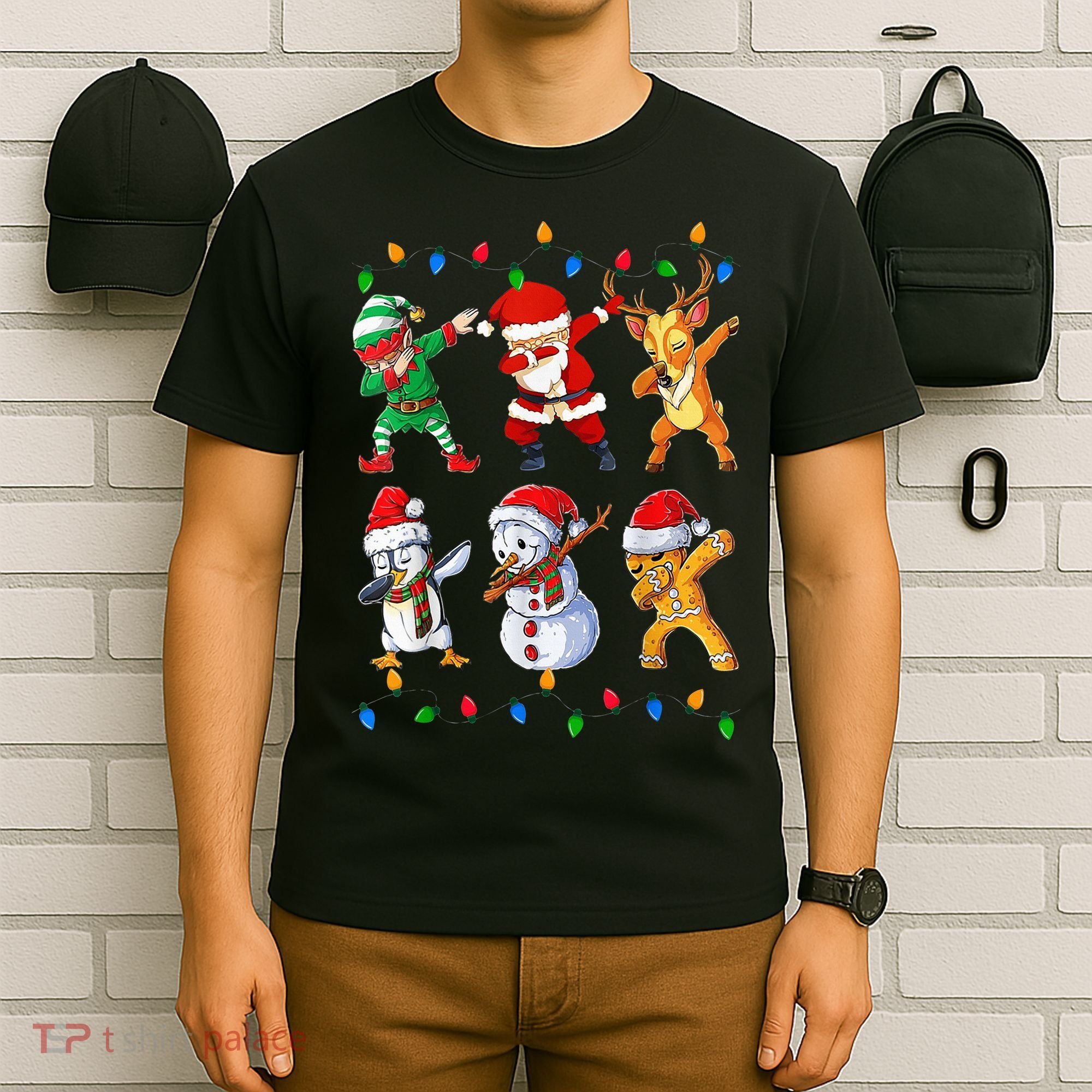 Dabbing Santa Elf Friends Christmas Funny Xmas Dab T-Shirt
