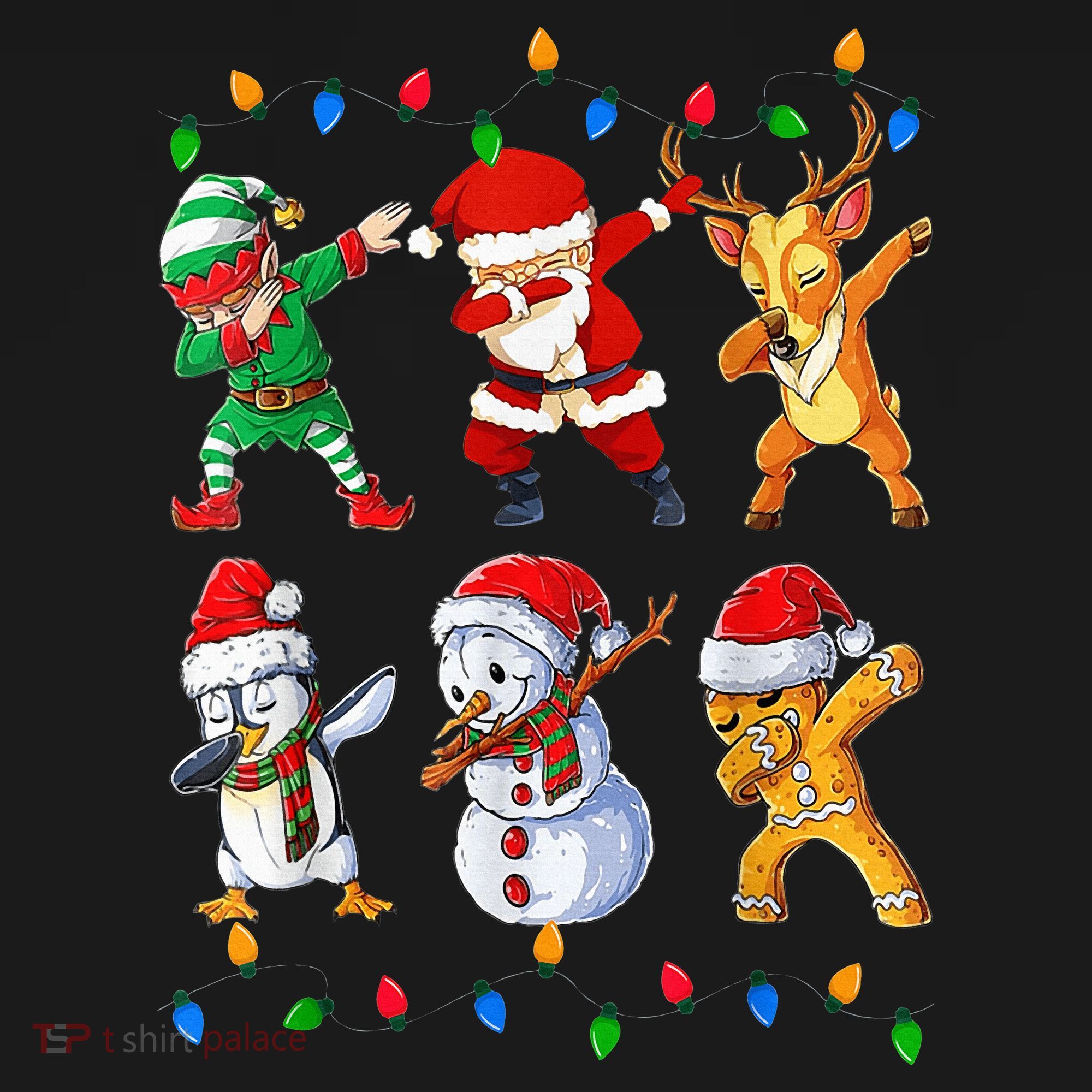 Dabbing Santa Elf Friends Christmas Funny Xmas Dab T-Shirt
