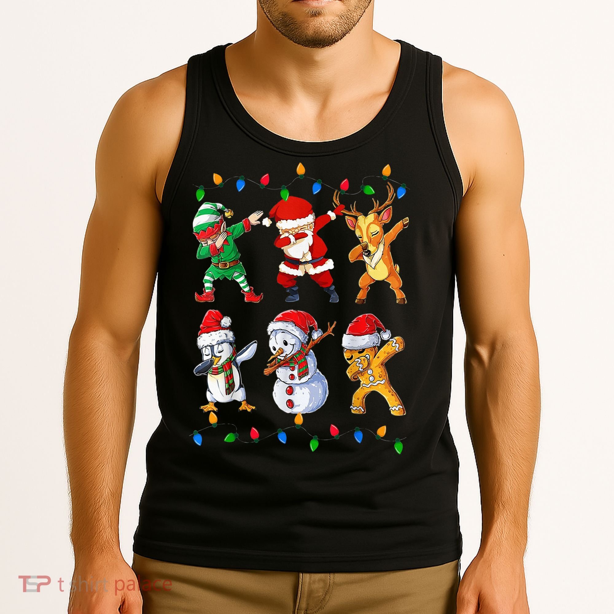 Dabbing Santa Elf Friends Christmas Funny Xmas Dab Tank Top